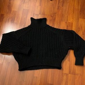 Black turtleneck knit sweater
